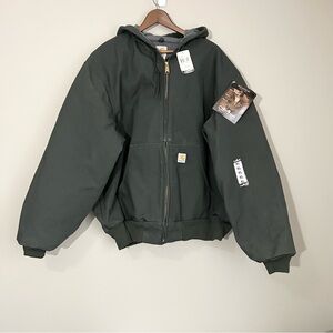 Carhartt Dark Green Duck Active Jacket Fleece Lined – Hooded Men’s XL Work Wear